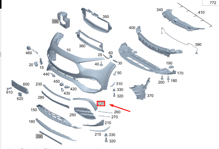 MERCEDES-BENZ GLA H247 AMG Front Right Bumper Molding A2478850109 
