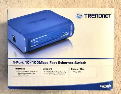 New TRENDnet 5-Port 10/100Mbps Ethernet Network Switch TE100-S5 Auto-MDIX PC/Mac