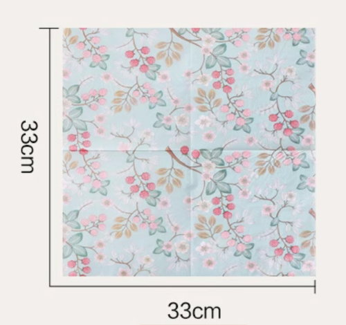 3 Paper Napkins for Decoupage / Tea Parties - Muted Florals, Light Dusty Blue - Picture 2 of 4