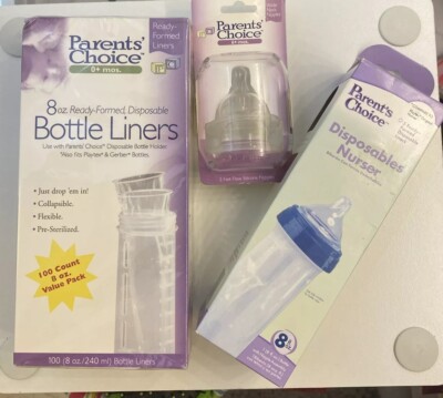 Parent s Choice Disposable Drop In Nurser Starter Set! SLOW & Fast Nipples 