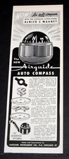 1954 OLD MAGAZINE PRINT AD, AIRGUIDE AUTO COMPASS, SUPER-POWER ALINCO 5 MAGNET!