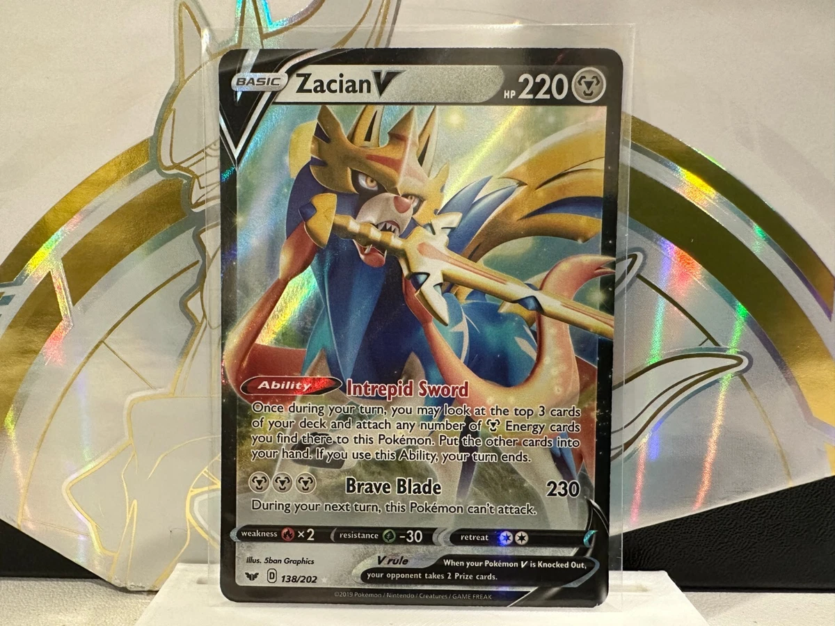 ZACIAN V 2019 ULTRA RARE HOLO POKEMON CARD SWORD & SHIELD #138/202 FREE  SHIPPING