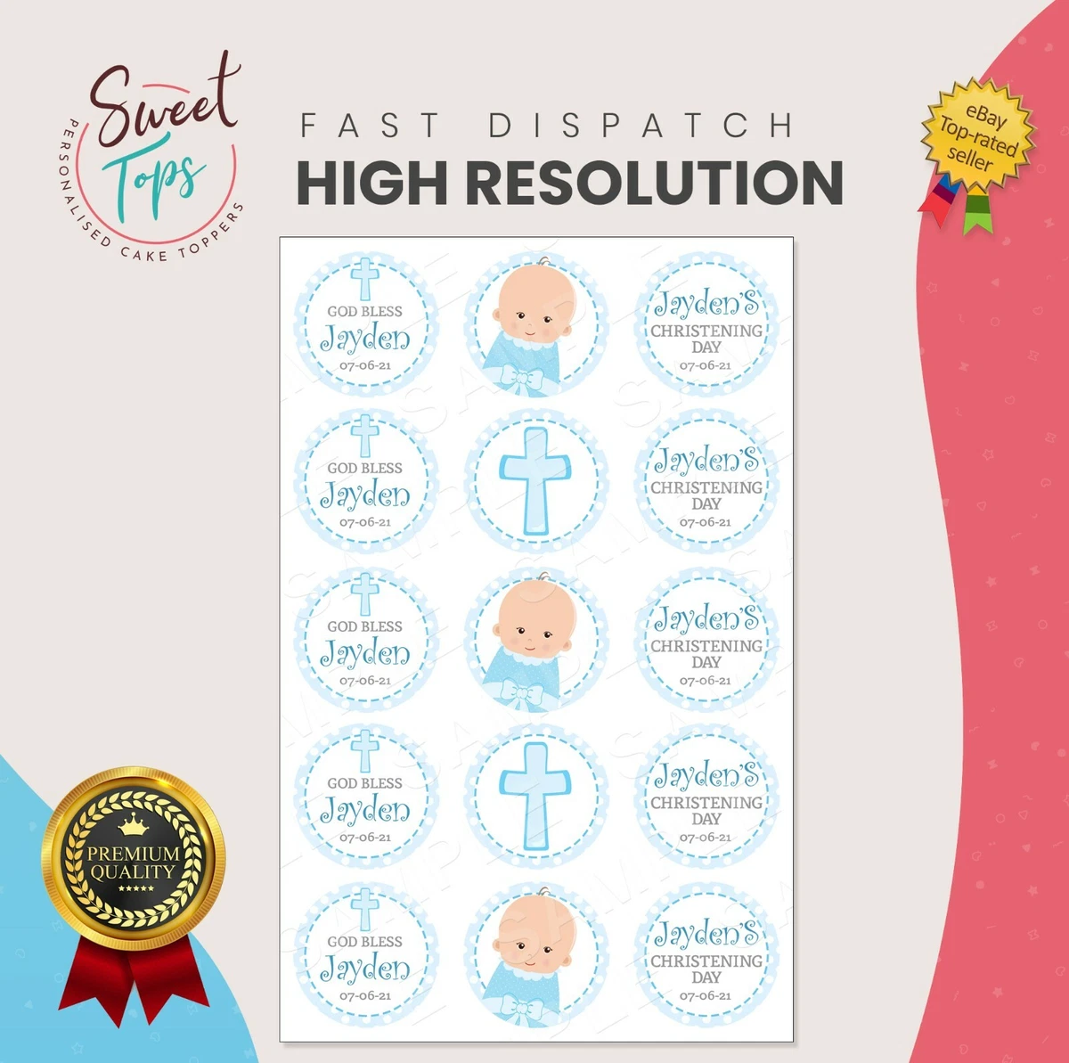 Christening Cupcake Toppers