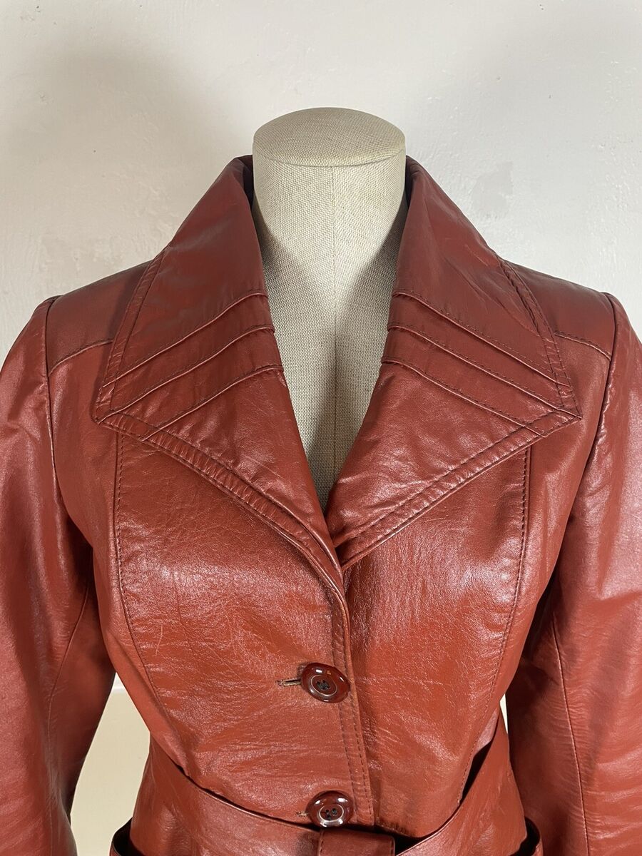 Vintage 1970's Brown Leather Jacket With Stitch Detail Vintage 1970's Brown Leather Jacket With Stitch Detail