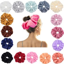 17 PCS XXXL Large Satin Scrunchies Jumbo Sleep Hair Tie For Thick Hair