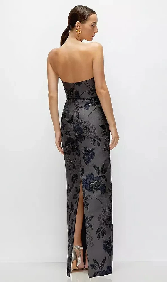 Alfred Sung Metallic Floral Jacquard Strapless Sheath Gown Size 18 $275 D877NGM - Image 3 of 3
