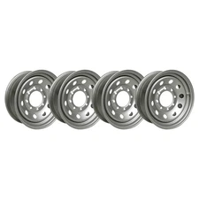 (4) 16" x 6" - 8 Lug Silver Mod Solid Steel Trailer Wheels 8x6.5 Bolt Pattern