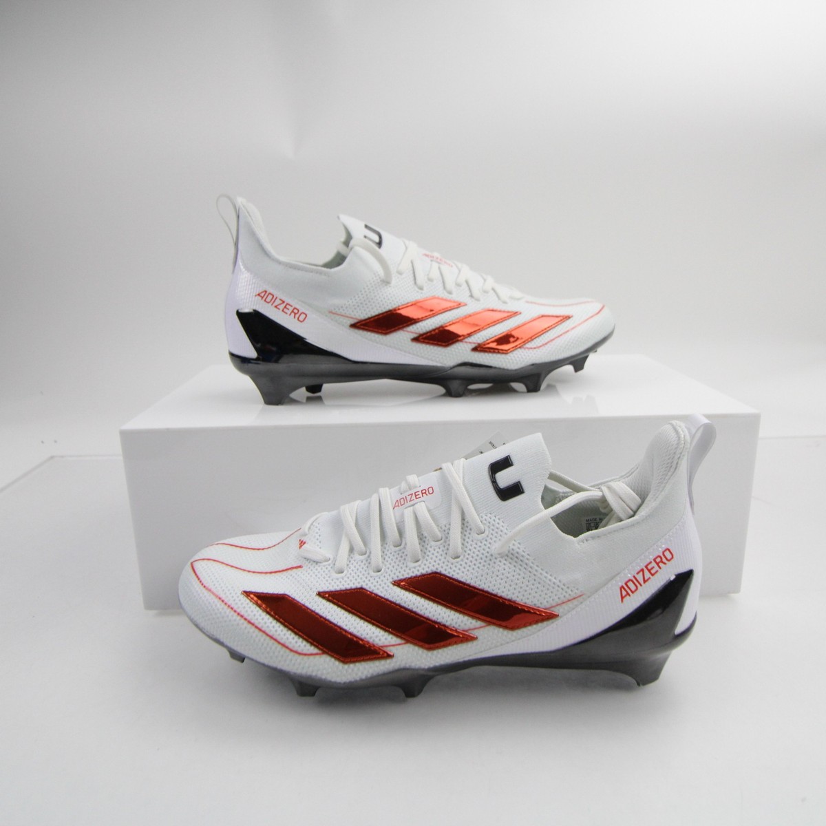 Adidas AdiZero 12.0 Mens Football Cleats Size 14 White Orange H03639 Adidas Adizero Electric II Football Cleats Snake White  main image 2