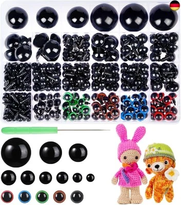 BESUCHE DEN MUCUNNIA-STORE 816 Stück 6-30 MM Bunte Sicherheitsaugen für Häkeltiere aus Kunststoff Häkel Aug