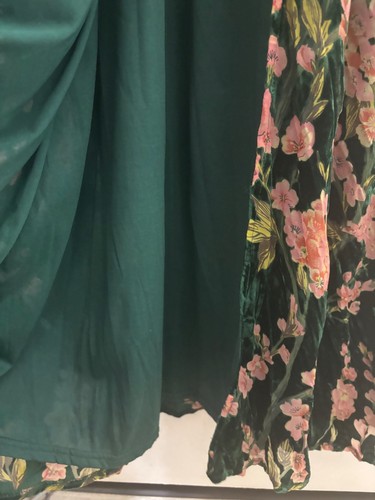 Baltic Born Size S Green Floral Velvet V Neck Short Sleeve Uma Maxi Dress - Picture 9 of 15