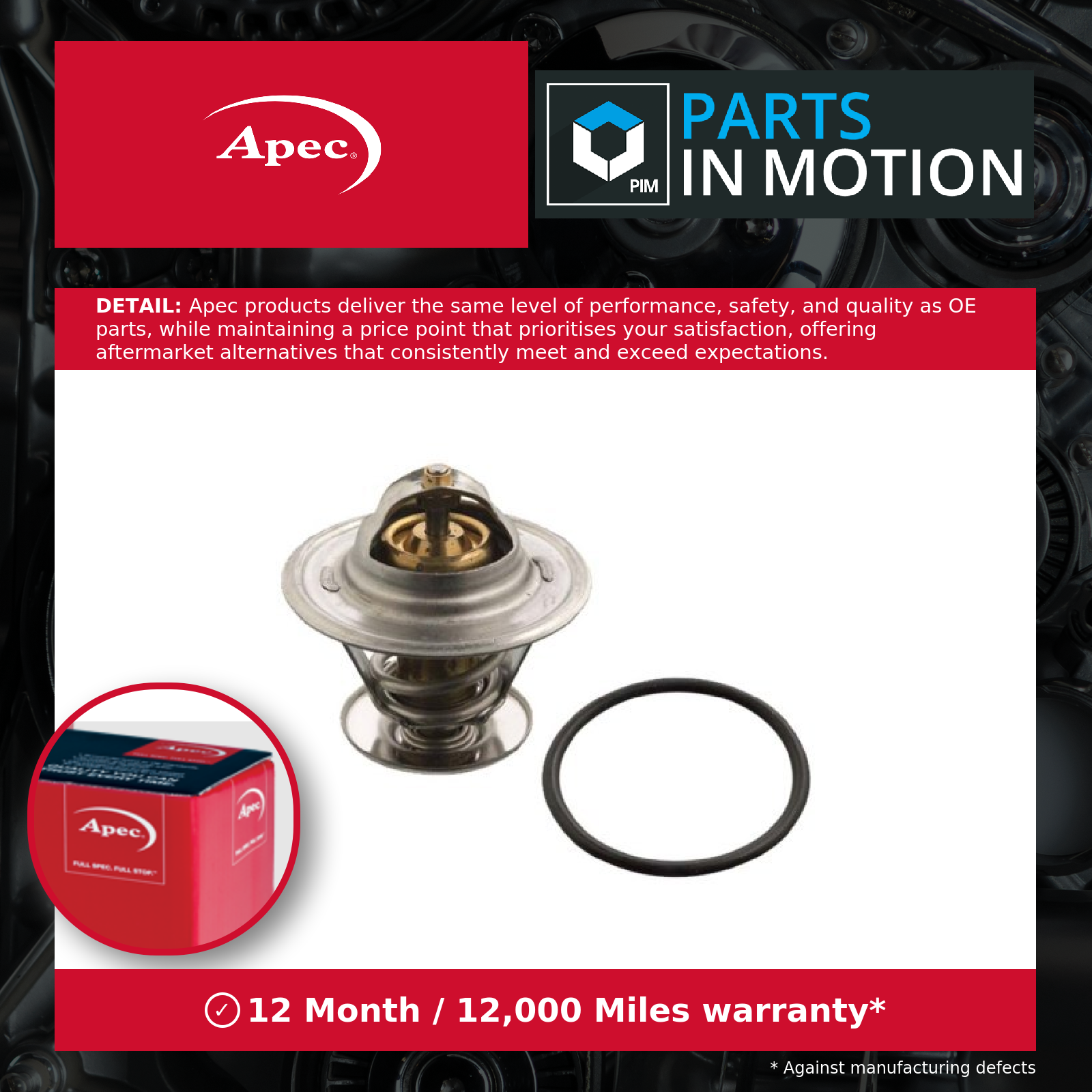 Coolant Thermostat fits AUDI A6 C4 2.0 1.9D 94 to 97 032121113 03G121113 Apec - Image 2