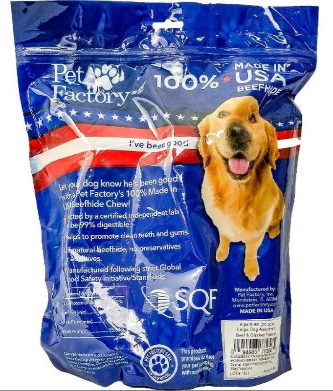 100% Hecho en EE. UU. Piel de vacuno 8-9" surtido (huesos y rollos) golosinas masticables para perros - Abeja... Foto 2 de 4