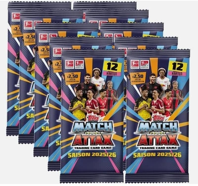 10 Booster Packs Topps Match Attax 2025/26 Bundesliga - 120 Soccer Cards NEW