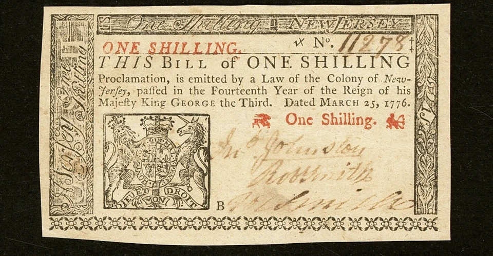 1776 New Jersey, Colonial Currency Bank Note, American Revolution NJ-175, PMG 58 - Image 3 of 4