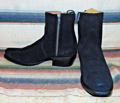 Share Mens Rujo The Reno Black Roughout Suede Leather Cowboy Boots 11.5 D New
