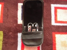 NOS 6 PC SS MANICURE SET & LEATHER POUCH SCISSORS/NAIL FILES/MULTI-TOOL/TWEEZERS