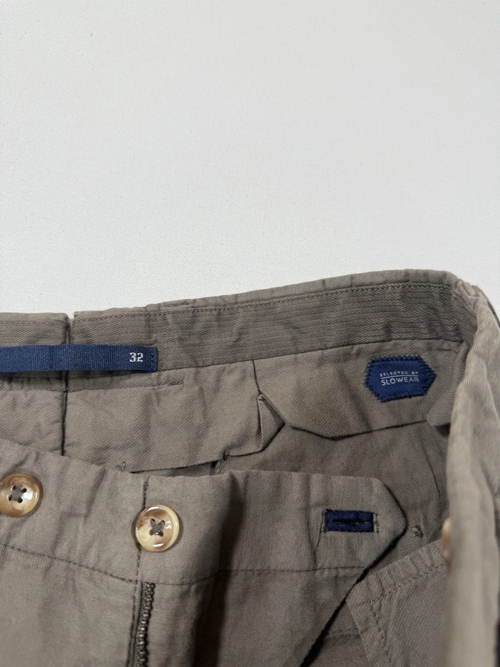 Pantalones Incotex Slowear Para Hombre 32x32 Marrón Chinolino Lino Algodón Pantalones Informales Foto 4 de 4