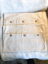 Pottery Barn Striped Tan Ivory Linen Blend Pillow Shams 26x20 Standard Set of  2