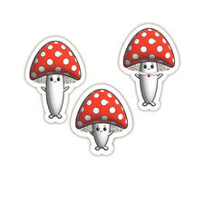 Red Mushroom Vinyl Sticker Kawaii Design Psychedelic Decal for Car Bottle Laptop