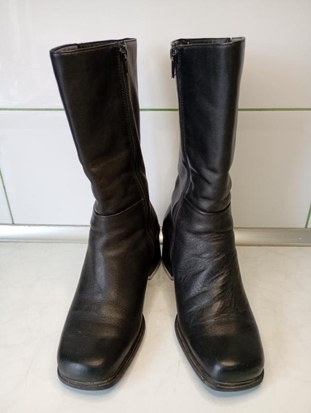Women Ecco Boots Black Leather 38 #3Q2X