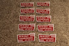IN-N-OUT BURGER BUMPER STICKERS 10 STICKERS