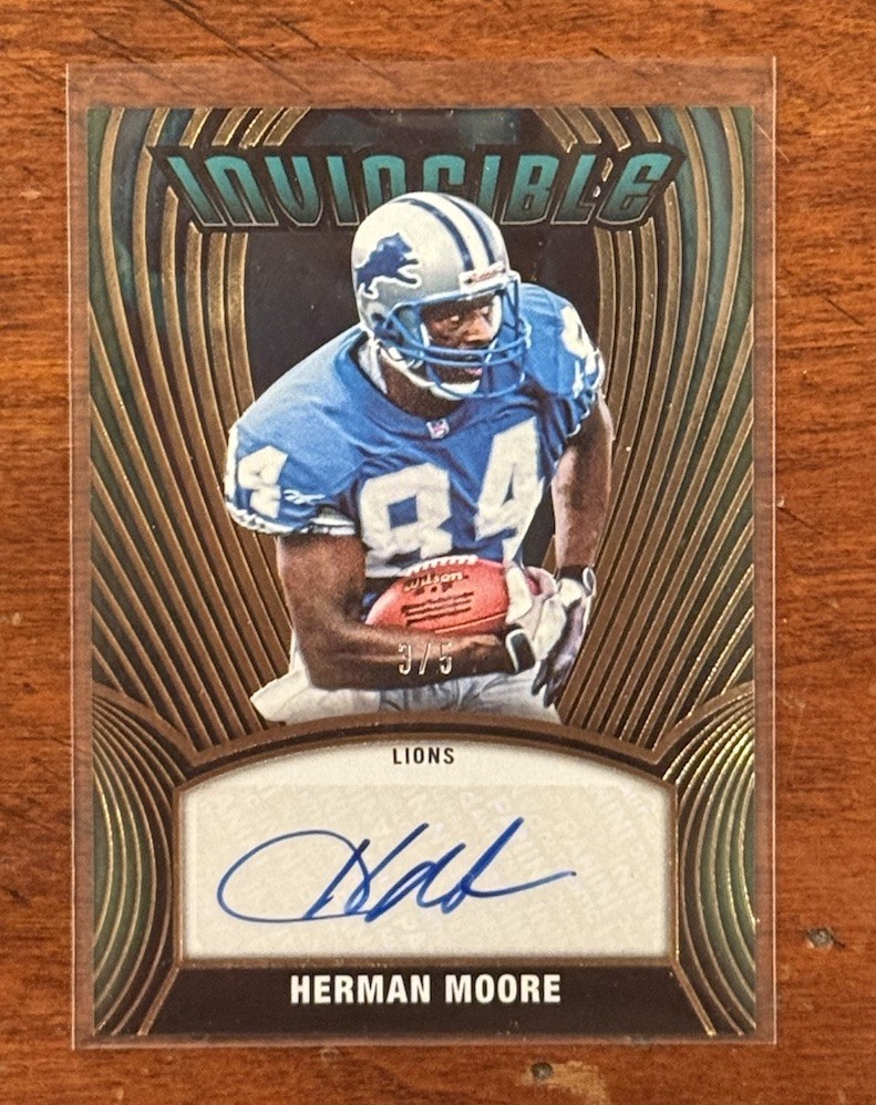 2022 Panini Chronicles Invincible /5 Green Herman Moore Auto Detroit Lions