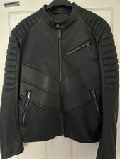 Porsche Design Jacket Mens Black Leather Bomber Biker jacket - Medium