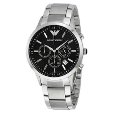 Emporio Armani AR2434 Men's Chronograph Silver Stainless Steel Watch 43mm