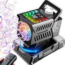 Bubble Machine Remote Control 98ft Range,Auto Rotation  11 RGB Lights, 1800mAh