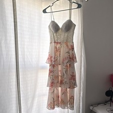 Floral White Dress Spaghetti Straps Lace Premier Amour Size 2
