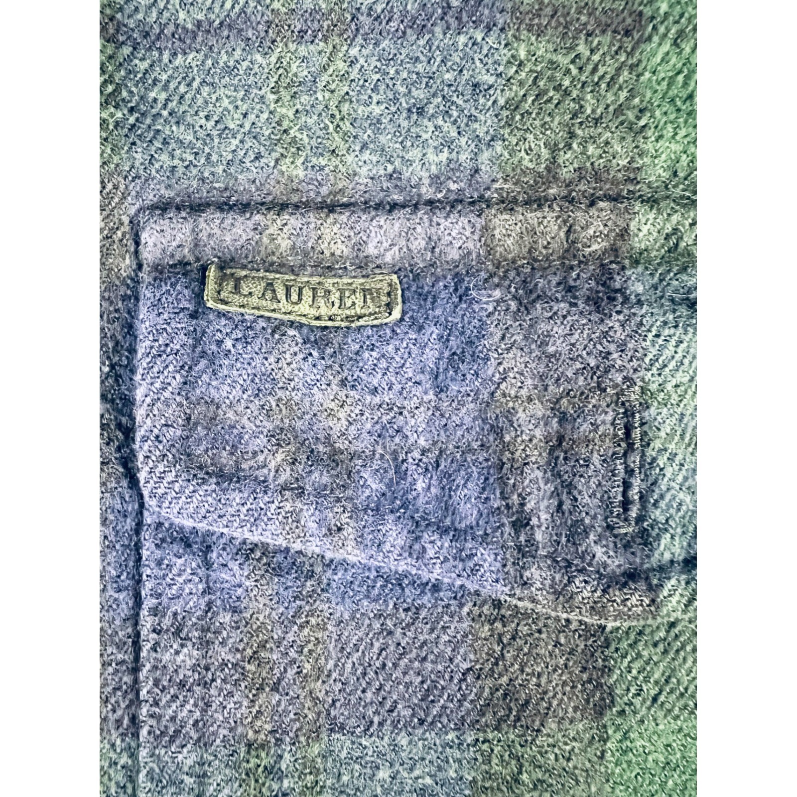 Lauren Ralph Lauren Mens Medium Flannel Shirt Jacket Full Zip Plaid Blue Green thumbnail 6