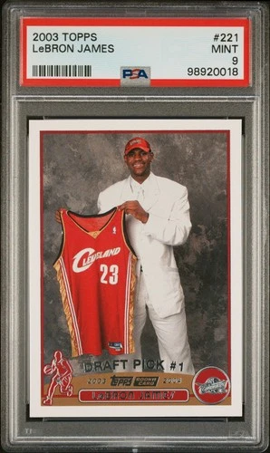 2003 TOPPS #221 LEBRON JAMES ROOKIE RC PSA 9