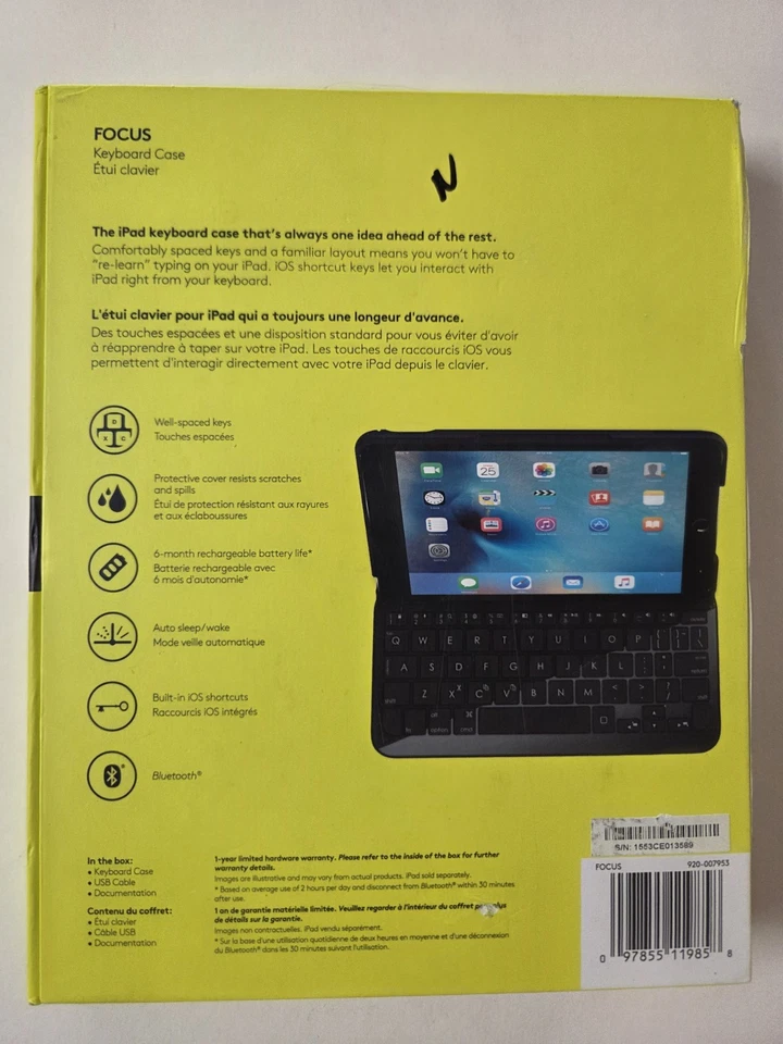 IPad Mini 4 Logitech Logi FOCUS Bluetooth Keyboard Case Black - Image 2 of 2