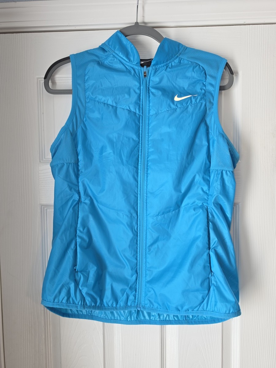 Nike AERLOFT ベスト Lサイズ ネイビー　RUNNING VEST Nike Running Womens L Turquoise Aerolayer Vest Quilted Puffer