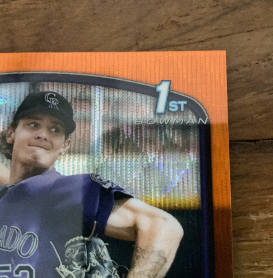 Connor Staine 2023 1st Bowman Chrome Orange Wave Auto 25/25 = ebay 1/1 Rockies - Image 4 of 4