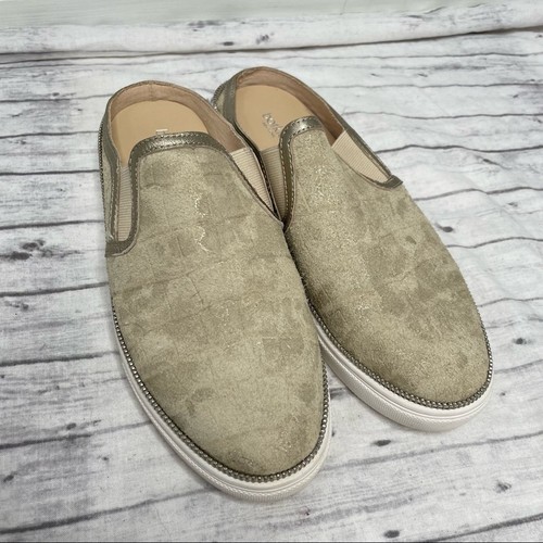 BOTKIER Sneakers Womens Size 8 Slip On Gold Leather Croc Print Summer Casual - Picture 3 of 9
