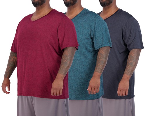 3 Pack: Mens Big and Tall Tech Stretch Short Sleeve Quick Dry Fit T-Shirt Wic...