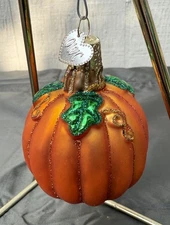 Merck Old World Christmas Glass Pumpkin Ornament Halloween Fall