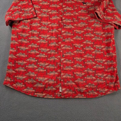 Woolrich Shirt Mens XL Red Fish Print The Black Dog Marthas