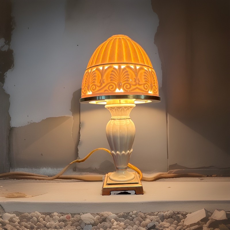 Lenox Lighting by Quoizel White Ceramic Table Lamp Corded Wall Switch LX7073H
