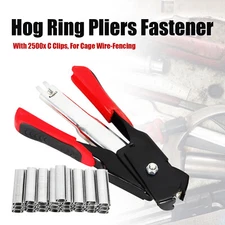 Hog Ring Pliers W/2500 C Clips Fastening Bird Chicken Mesh Cage Wire Fencing USA