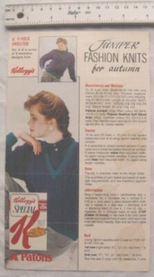 1989 Kellogg's Special K Damen Pullover Schnittmuster Nr. 4