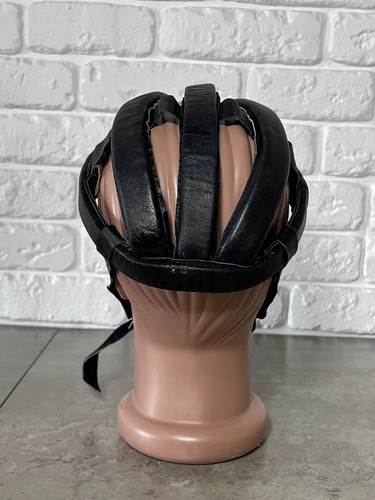 Vintage USSR Black Leather Bicycle Cycling Helmet Hairnets w tag - Picture 7 of 11