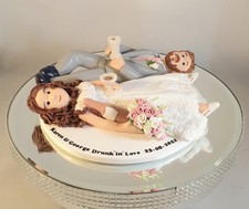Cake topper matrimonio personalizzato sposi coppia ubriachi argilla