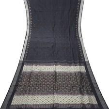 Vintage Black Sarees 100 Pure Silk Handwoven Patola Ikat Sari 5YD Craft Fabric