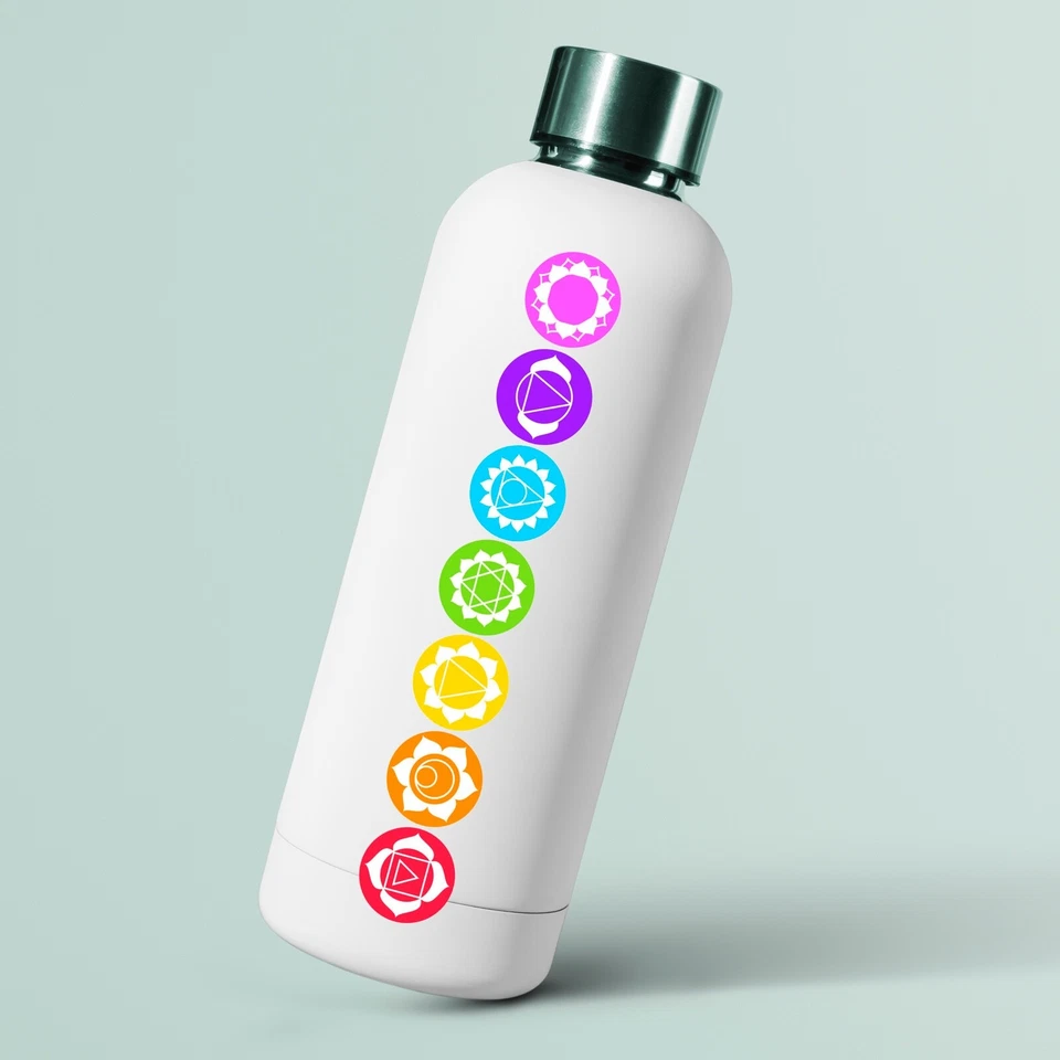 Paquete de 7 calcomanías adhesivas circulares de tabla de chakras para automóvil Wicca Yoga Hindu Aum Om Mandala Foto 4 de 4