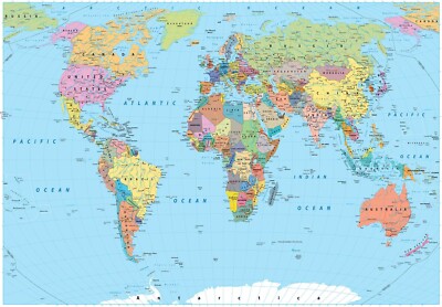 3D Blue World Map Wall Murals Wallpaper Murals Wall Sticker Wall 13