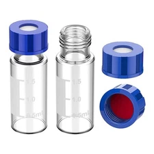 2ml 9mm HPLC Vial, Clear Autosampler Vial,Sample Bottle 9-425 Screw Cap Red PTFE