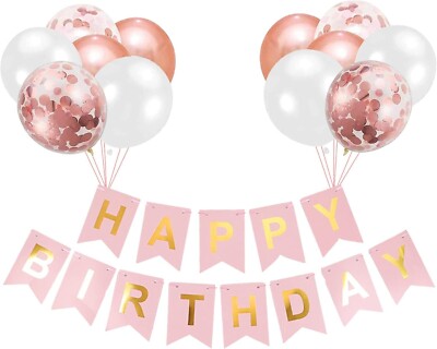 Geburtstagsdeko Party Geburtstag Dekoration Girlande Ballons 13-teilig Rosa B644