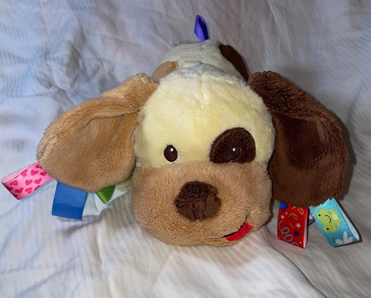 Taggies Puppy Dog Tag n Play Cream Brown Plush Rattle Baby Toy Lovey Mary Meyer